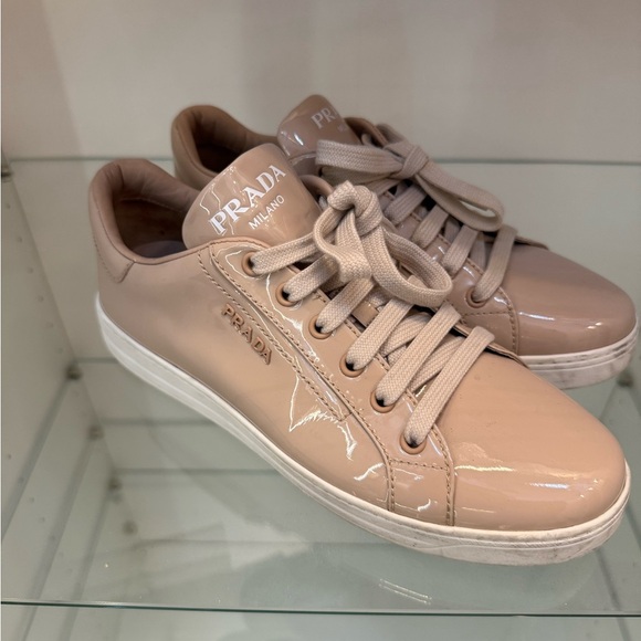Prada Shoes - Prada Women's Nude Patent Sneakers